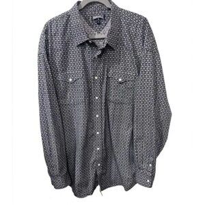 Panhandle Mens XXL Geometric Print Western Snap Button Long Sleeve Shirt Black/W